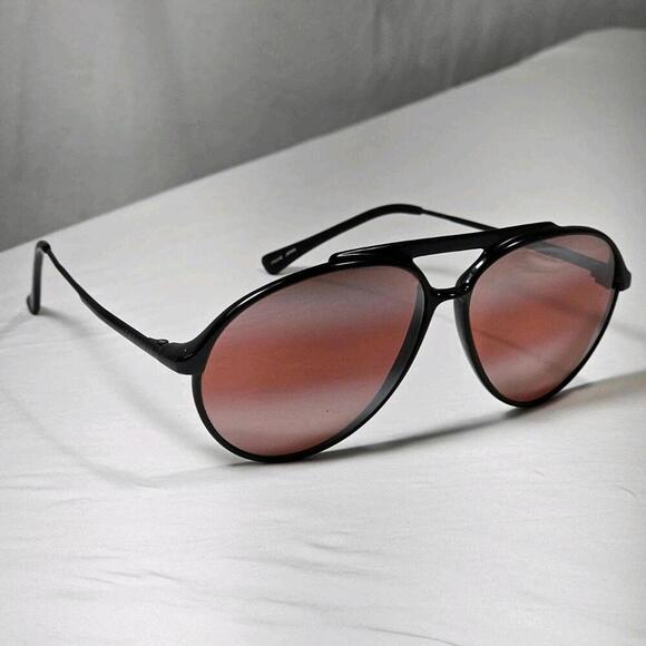 Vintage Serengeti 5284L Matte Black Aviator Sunglasses Rose Lens Japan Frames - Picture 2 of 15